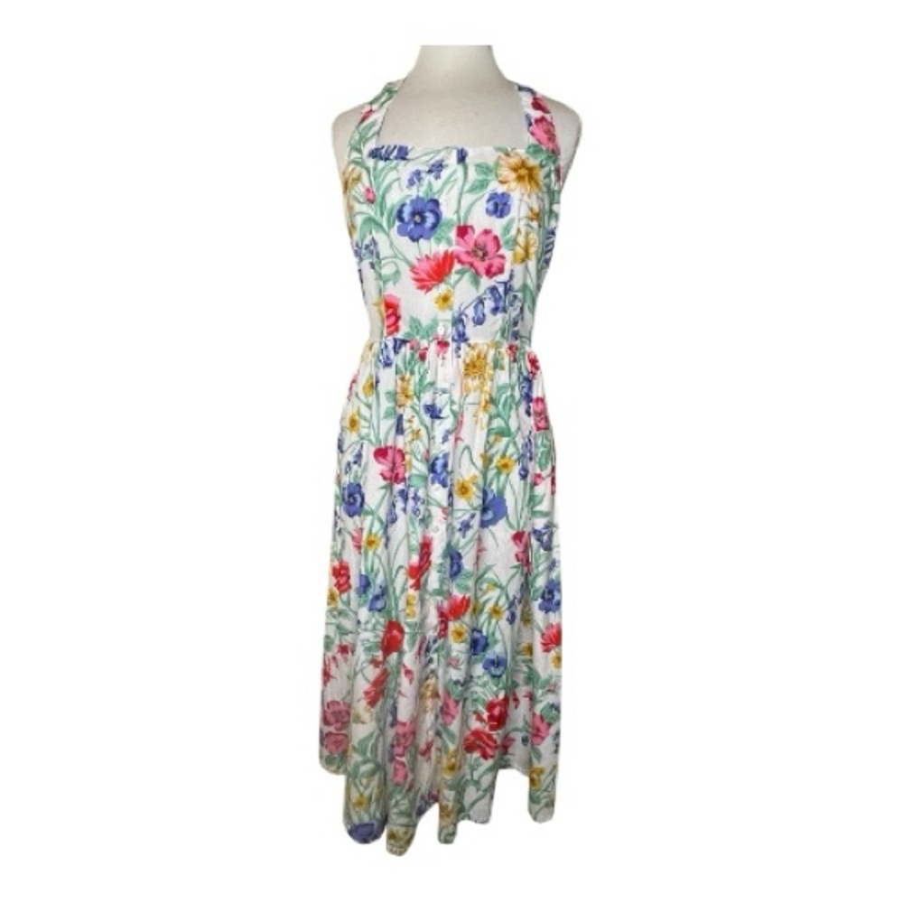 Together Vintage 80’s Floral Midi Dress with Halter Neck Sz 12 - Picture 2 of 7